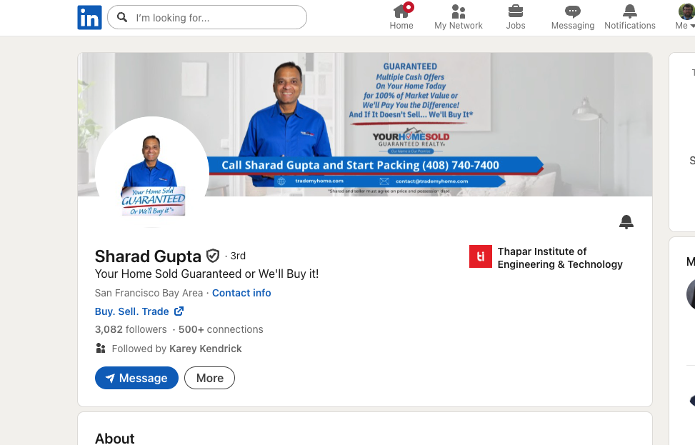Sharad Gupta LinkedIn Profile