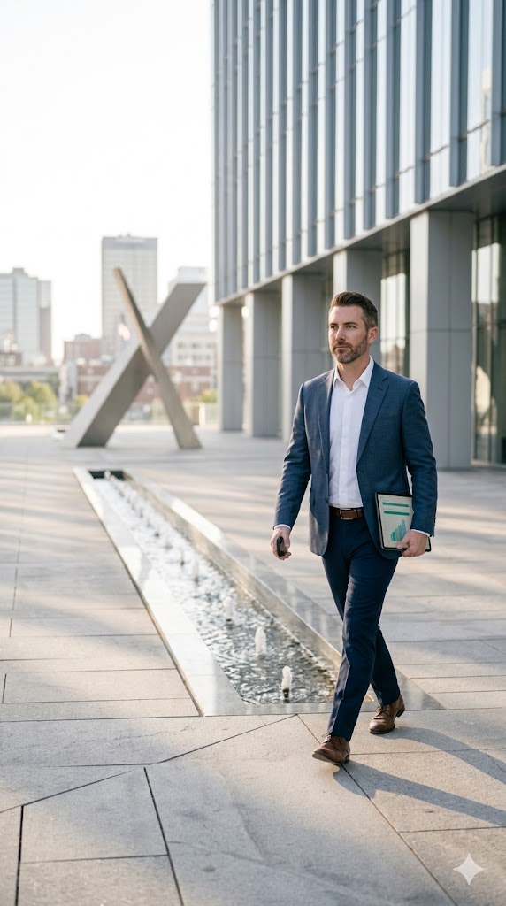 Agent walking forward with purpose